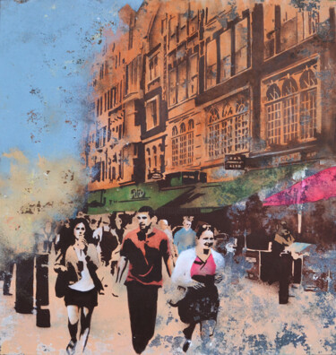 Malerei mit dem Titel "Irving Street London" von Emiliano Stella, Original-Kunstwerk, Acryl Auf Holzplatte montiert