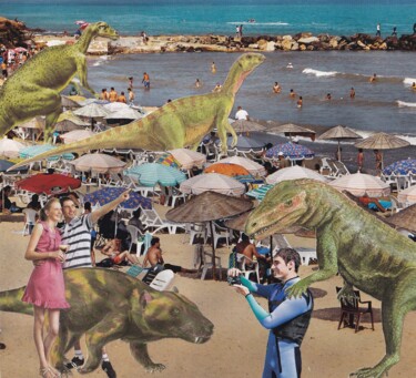 Κολάζ με τίτλο "Dinosaurs invasion" από Emilie Desault, Αυθεντικά έργα τέχνης, Κολάζ