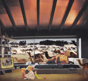 Collages titulada "Camels" por Emilie Desault, Obra de arte original, Collages