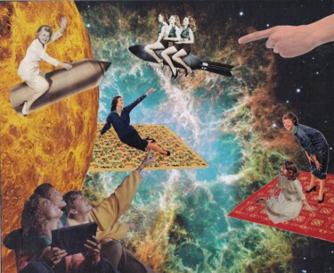 「Flying」というタイトルのコラージュ Emilie Desaultによって, オリジナルのアートワーク, コラージュ