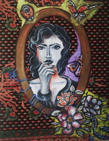 Painting titled "Mystérieuse" by Emilie Forestier, Original Artwork, Oil