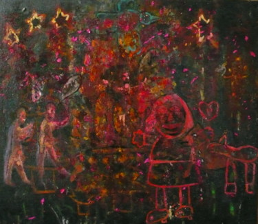 Peinture intitulée "La fête du bûcher" par Emilie Lagarde, Œuvre d'art originale