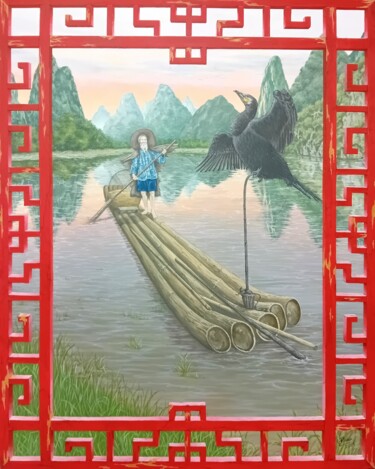 Painting titled "Inspiration Vietnam" by Émilie Pineau, Original Artwork, Acrylic Mounted on Wood Stretcher frame