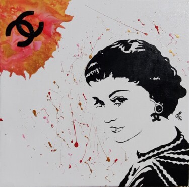 Painting titled "Coco Chanel" by Emilie Ruffat, Original Artwork, Acrylic Mounted on Wood Stretcher frame