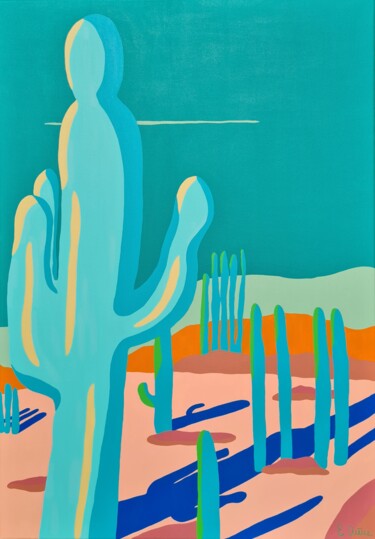 "Cactus de Baja" başlıklı Tablo Emilie Chêne tarafından, Orijinal sanat, Akrilik Ahşap Sedye çerçevesi üzerine monte edilmiş