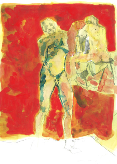 Peinture intitulée "Nu rouge" par Lorenz, Œuvre d'art originale, Acrylique