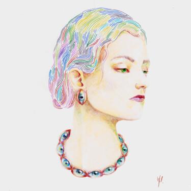 Dessin intitulée "necklace of lies" par Emily Coubard (Mil.), Œuvre d'art originale, Crayon
