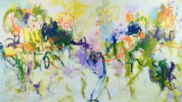 Картина под названием "Summer garden" - Emily Starck, Подлинное произведение искусства, Акрил Установлен на Деревянная рама…