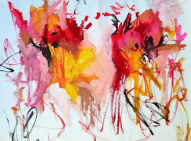 Картина под названием "L'envol des papillo…" - Emily Starck, Подлинное произведение искусства, Акрил Установлен на Деревянна…