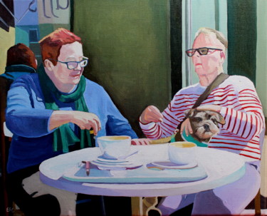 Painting titled "Table For Three" by Emma Cownie, Original Artwork, Oil