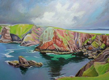 Painting titled "Tory Island, Ireland" by Emma Cownie, Original Artwork, Oil Mounted on Wood Stretcher frame