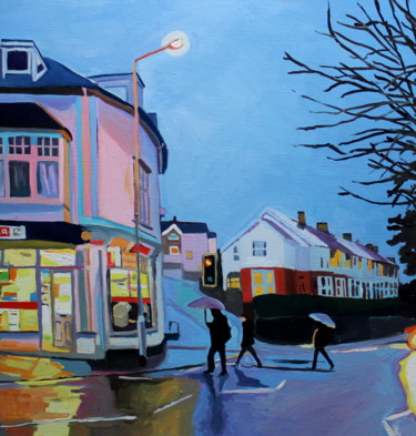 Schilderij getiteld "The Dusk Walk Home" door Emma Cownie, Origineel Kunstwerk, Olie