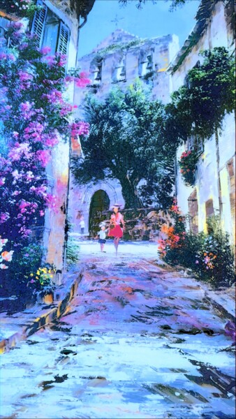 Digital Arts titled "A Provencal village" by Emma Laflute, Original Artwork, Digital Painting