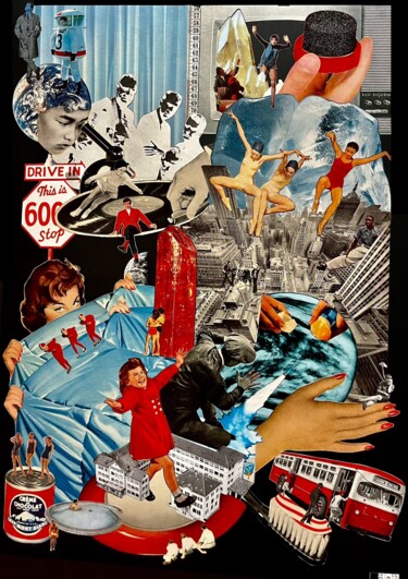Collages titulada "Ticket to ride" por Emma Margo, Obra de arte original, Collages