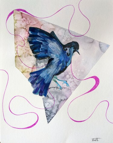 Pittura intitolato "Oiseau acrylique" da Emma Plesse, Opera d'arte originale, Acrilico