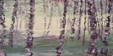 Painting titled "Mysty Forest 1" by Emma Heffe, Original Artwork, Oil Mounted on Wood Stretcher frame