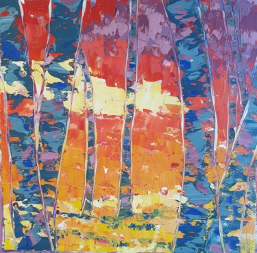 Pittura intitolato "Coloured trees 1" da Emma Heffe, Opera d'arte originale, Olio