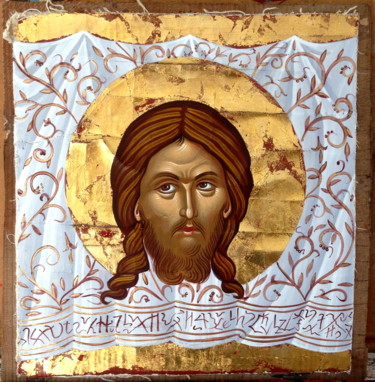 Peinture intitulée "Holy Mandylion" par Emmanouel Roukoudis, Œuvre d'art originale, Acrylique