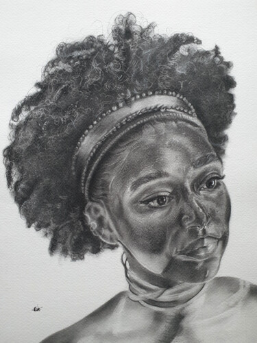 Pintura titulada "Amandla Stenberg" por Emmanuel Chukwuemeka Ndulue, Obra de arte original, Carbón