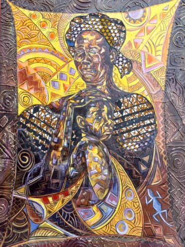 Pintura titulada "Mother's cry" por Emmanuel Olaleye, Obra de arte original, Acrílico