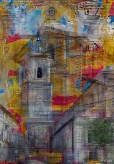 Arts numériques intitulée "Place de l'Eglise 2" par Epidermic Session, Œuvre d'art originale, Peinture numérique