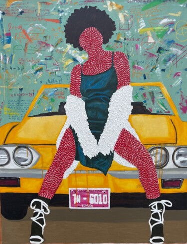 Collages intitulée "Gina" par Emmanuel Tetteh, Œuvre d'art originale, Fil