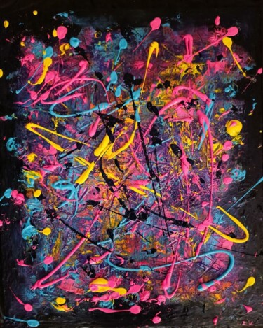 Malerei mit dem Titel "Colors in the dark" von Emmanuelle Bochaton, Original-Kunstwerk, Acryl Auf Keilrahmen aus Holz montie…