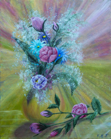 Pittura intitolato "Bouquet" da Emmanuelle Menny Fleuridas, Opera d'arte originale, Olio