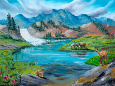 Картина под названием "Autour du Lac" - Emmanuelle Menny Fleuridas, Подлинное произведение искусства, Масло Установлен на Де…