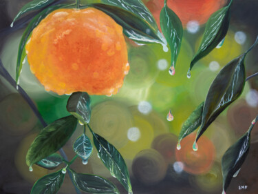 「Le mandarinier sous…」というタイトルの絵画 Emmanuelle Menny Fleuridasによって, オリジナルのアートワーク, オイル ウッドストレッチャーフレームにマウント