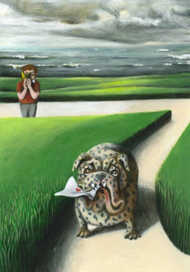 Картина под названием "Messager d'Amour" - Emmanuelle Pellet, Подлинное произведение искусства, Акрил Установлен на картон
