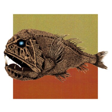 Цифровое искусство под названием "Deep sea fish" - Empty St, Подлинное произведение искусства, Цифровая живопись