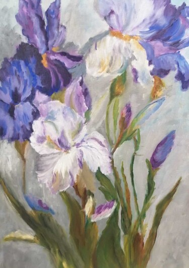Pintura intitulada "Violetas" por Encarnita Martin, Obras de arte originais, Óleo
