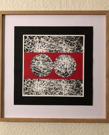 Printmaking titled "Vu de l assemblée" by Langlet Dominique, Original Artwork, Linocuts Mounted on Cardboard