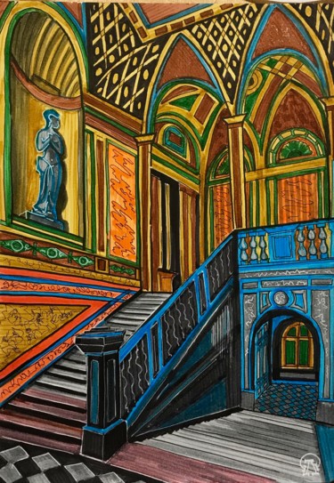 「Дворцовая лестница.…」というタイトルの描画 Larissa Lukanevaによって, オリジナルのアートワーク, マーカー