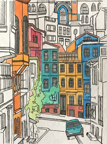 Drawing titled "Стамбул. Скетч." by Larissa Lukaneva, Original Artwork, Watercolor