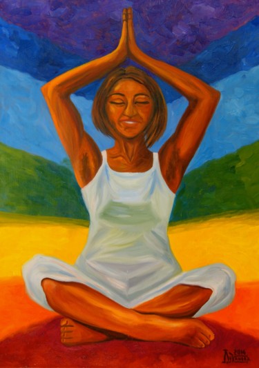 Painting titled "The Yogi" by Larissa Lukaneva, Original Artwork, Oil