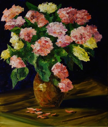 Painting titled "Bouquet of Roses" by Larissa Lukaneva, Original Artwork, Oil