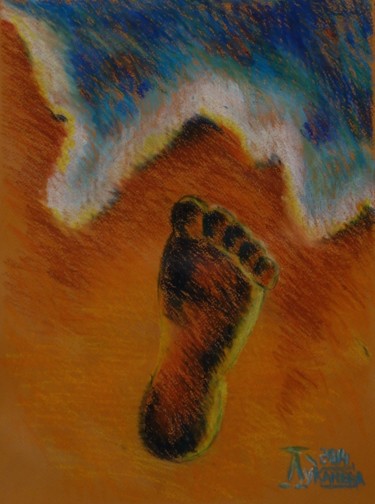 Drawing titled "The Footprint" by Larissa Lukaneva, Original Artwork, Pastel
