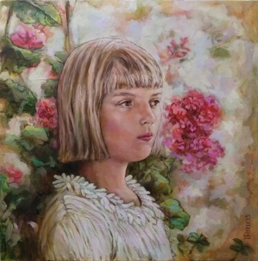 Schilderij getiteld "GIRL IN SUMMER" door Ilgonis Rinkis, Origineel Kunstwerk, Olie