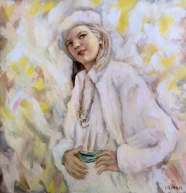 Pintura titulada "WOMAN IN WHITE. SPR…" por Ilgonis Rinkis, Obra de arte original, Oleo
