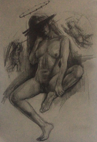 Drawing titled "Shit" by Enes Kılınç, Original Artwork, Charcoal