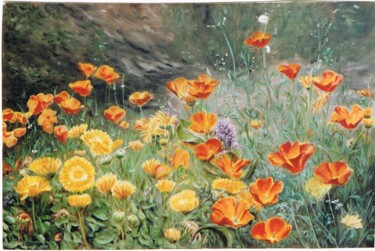 Peinture intitulée "67-fleurs-en-libert…" par Enio Maccazzola, Œuvre d'art originale, Huile