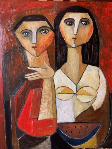 Painting titled "parella de dos" by Enric Hernaez, Original Artwork, Oil