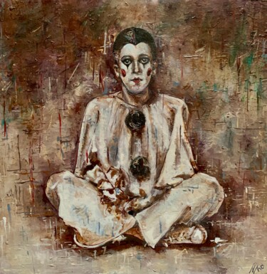 Pittura intitolato "Pierrot" da Enrica Toffoli, Opera d'arte originale, Acrilico Montato su Pannello di legno