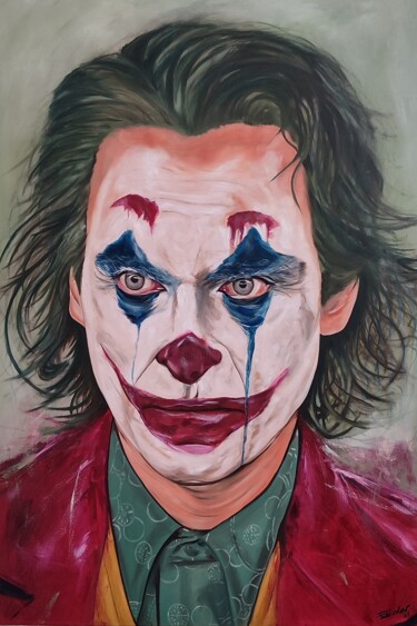Pittura intitolato "The Joker - Joaquin…" da Enrique Escolar Hernández, Opera d'arte originale, Olio Montato su Telaio per b…