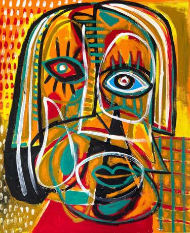 Schilderij getiteld "Retrato Ella" door Enrique Pichardo, Origineel Kunstwerk, Acryl