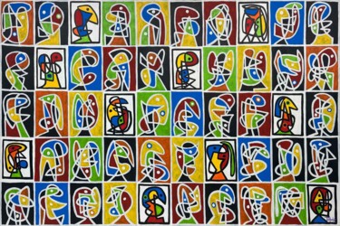Pittura intitolato "Mosaico en fondo ne…" da Enrique Pichardo, Opera d'arte originale, Acrilico