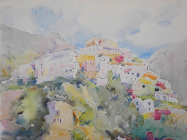 Painting titled "Positano" by Enza Pipitone, Original Artwork, Watercolor