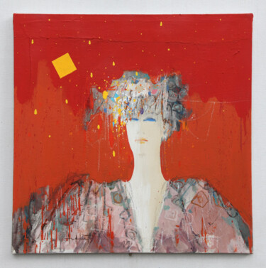 Картина под названием "In rosso" - Enzo Archetti, Подлинное произведение искусства, Акрил Установлен на Деревянная рама для…